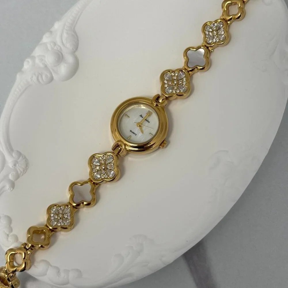 SKU0154 Casual Gold White Women Fashion Watch Bracelet Stainless steel +gift bag